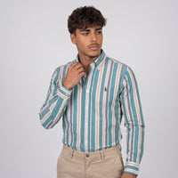 Wilfred striped oxford shirt Teal Stripe