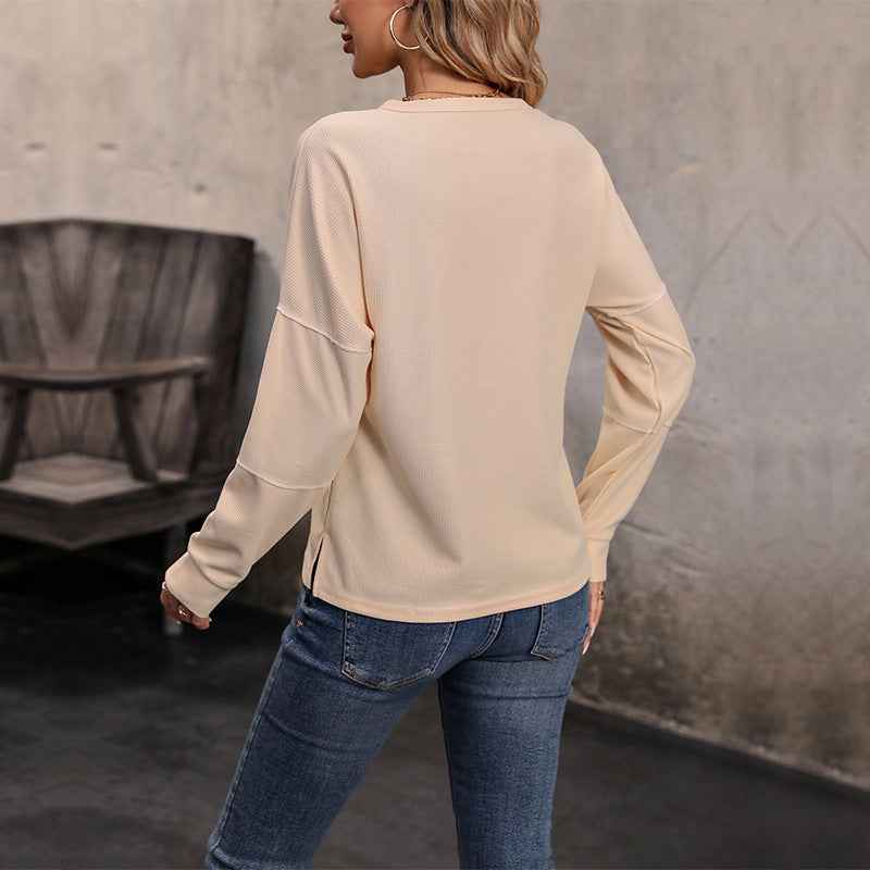 Perdita | Women's Button Front Long Sleeve Top Beige