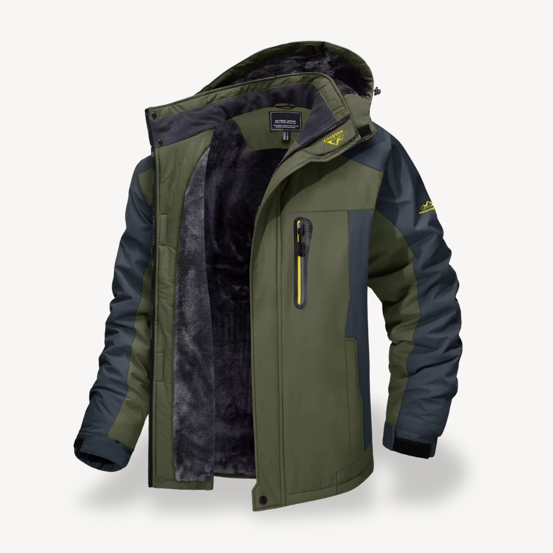 Gilles | Men's Hooded Outdoor Jacket Black and Green