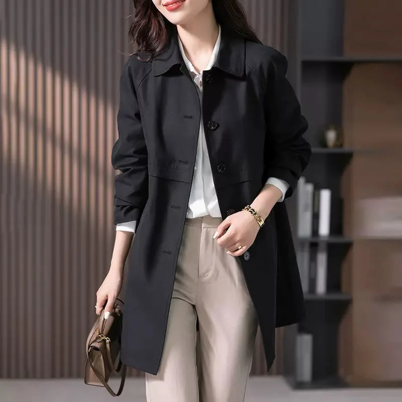 Rosanna button-front trench coat in Black