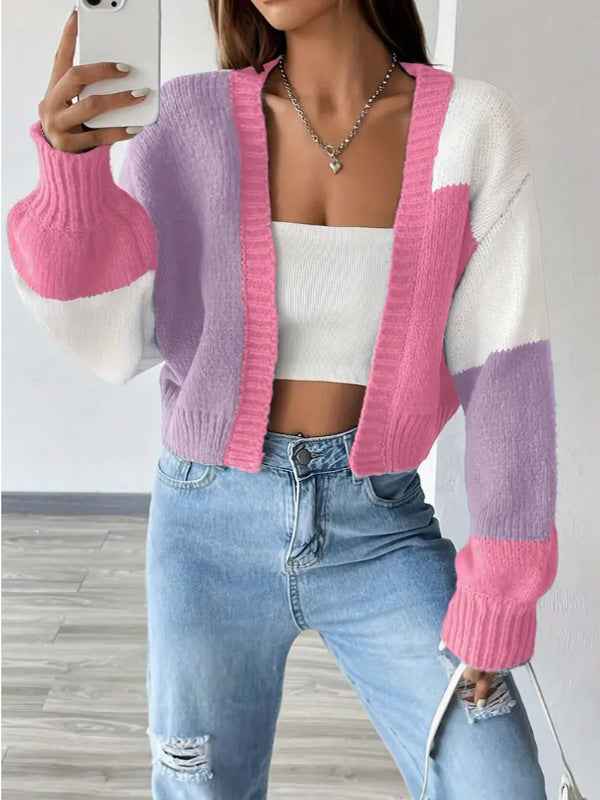Ismene | Women's Cropped Open Front Cardigan Balloon Sleeve