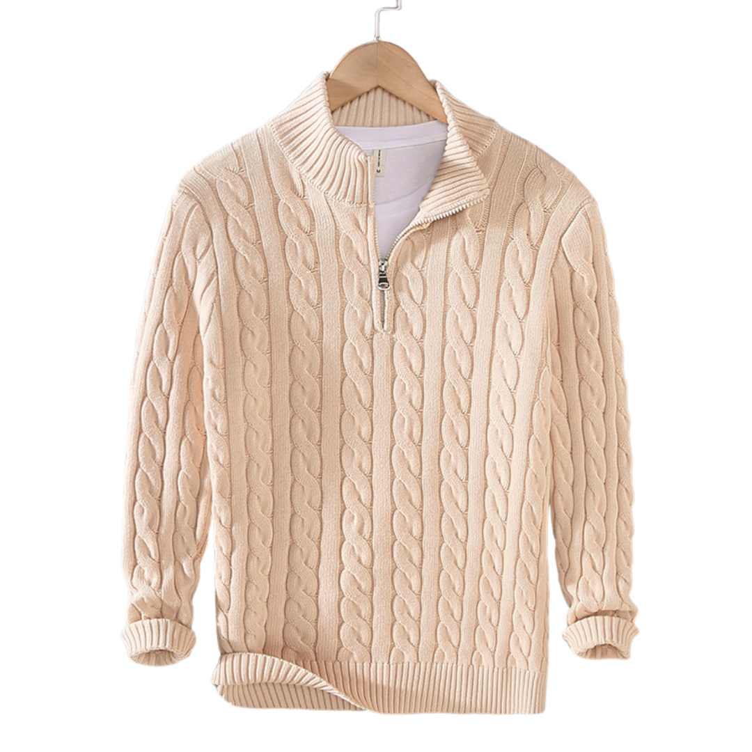 Sullivan cable knit jumper in Beige