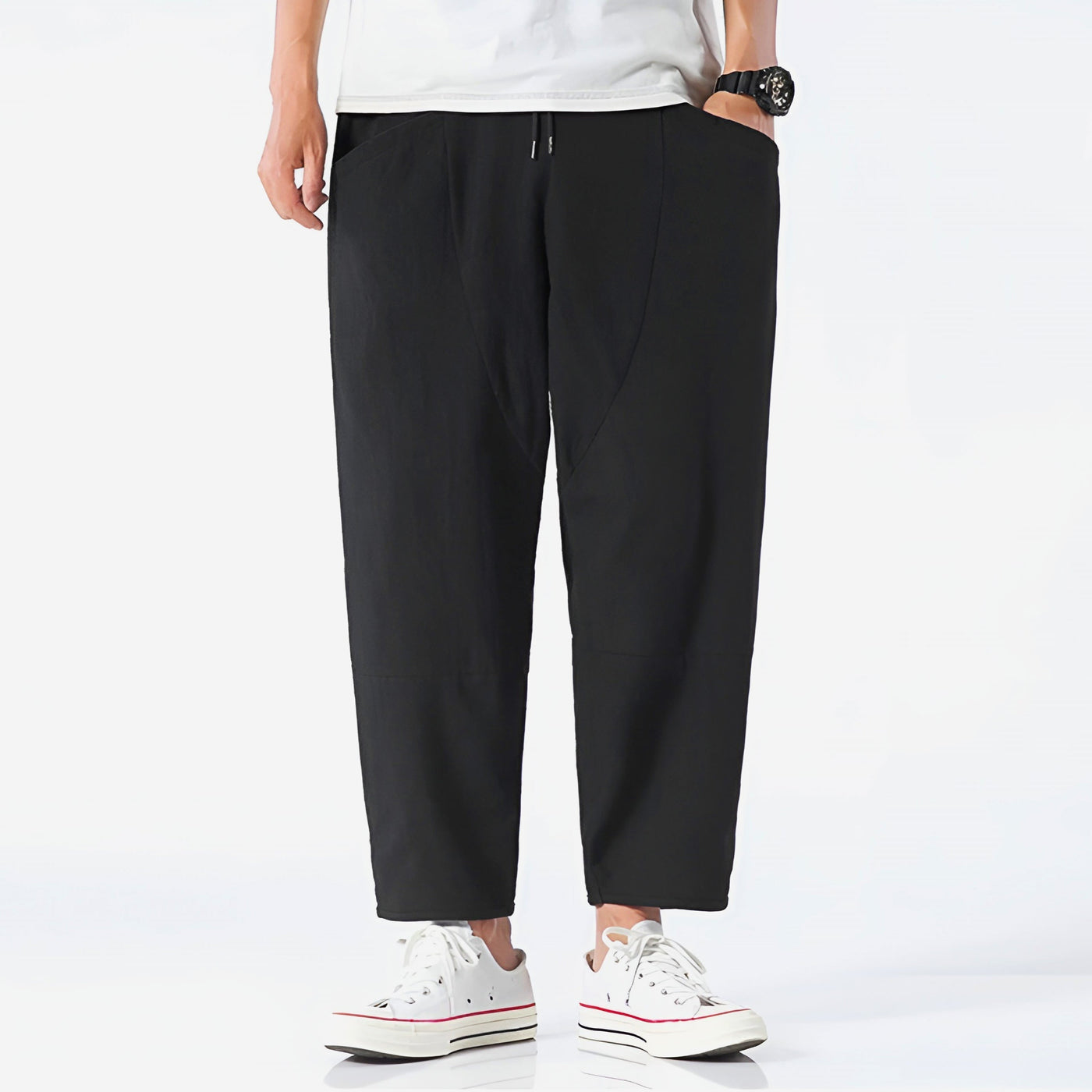 Archibald linen trousers styling detail 5