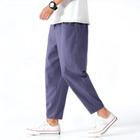 Archibald men's relaxed fit linen trousers in Indigo