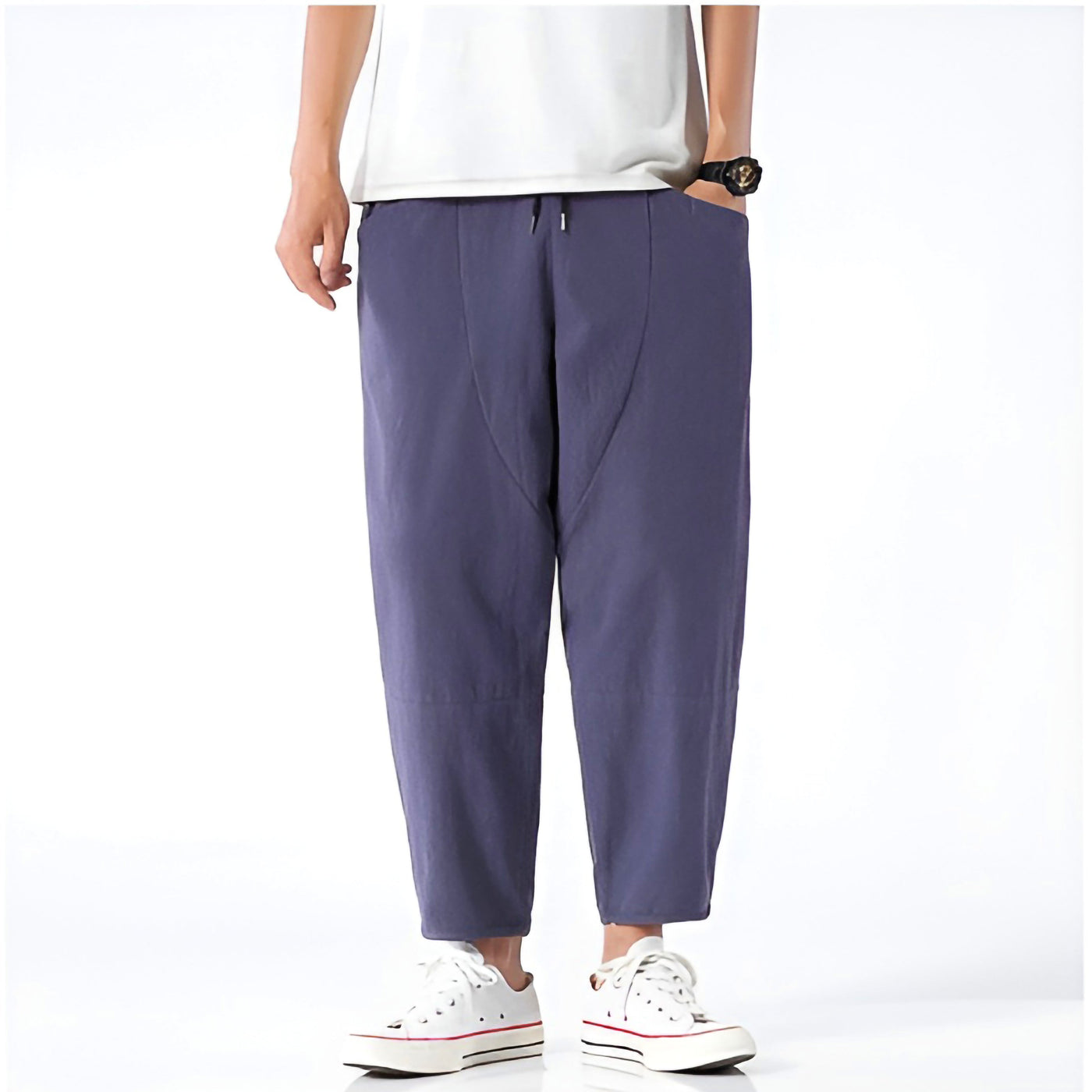 Archibald linen trousers styling detail 2