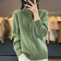 Oceane | Women's Zip-Up Ribbed Knit Casual Jacket