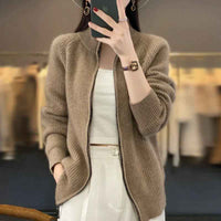 Oceane | Women's Zip-Up Ribbed Knit Casual Jacket