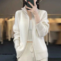 Oceane | Women's Zip-Up Ribbed Knit Casual Jacket