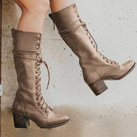 Ursula orthopedic lace-up leather boots in Khaki