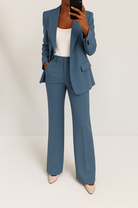 Clarabel wide leg trouser suit set blazer detail