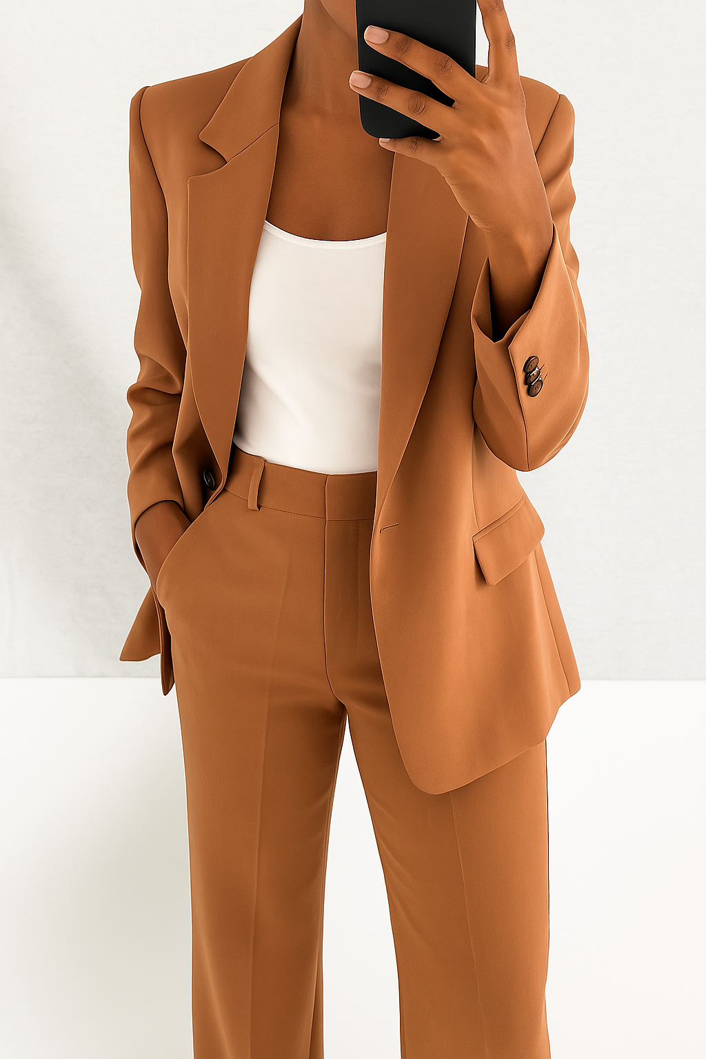 Clarabel wide leg trouser suit set in Brown
