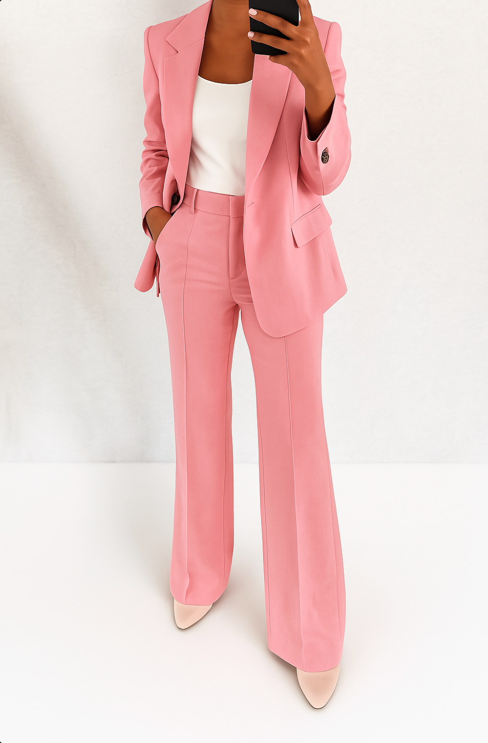 Clarabel wide leg trouser suit set full look detail
