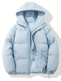 Wallace quilted hooded puffer jacket in Light Blue