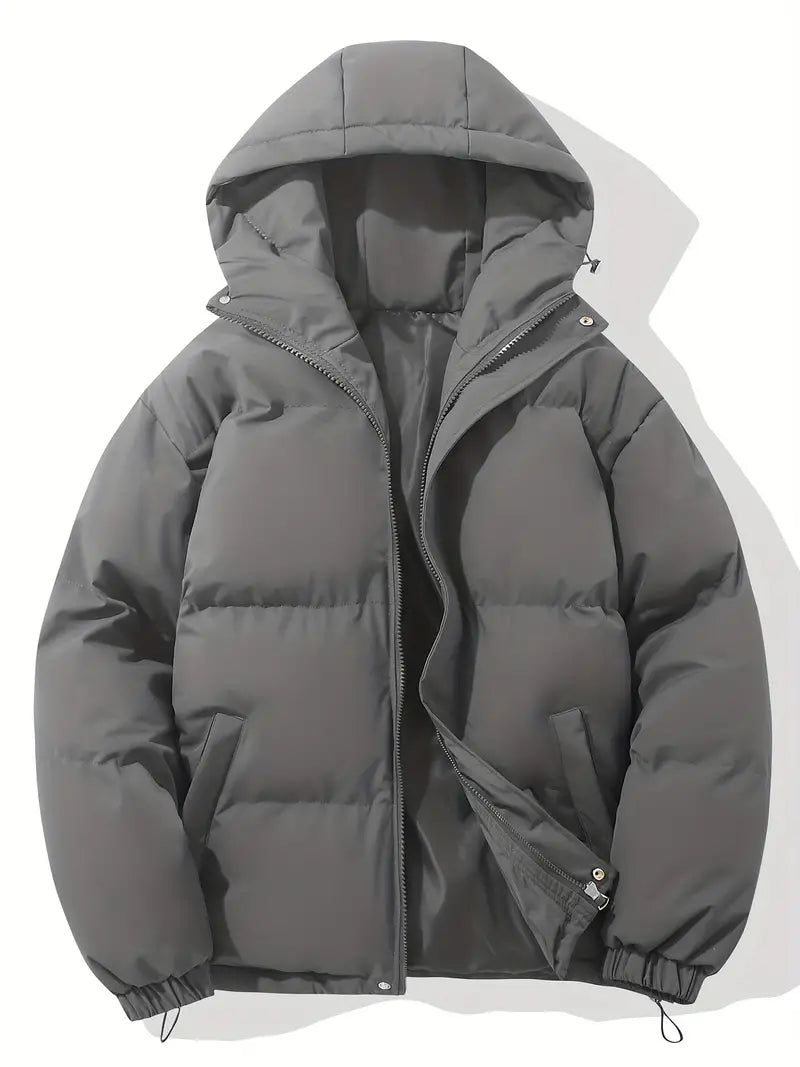 Wallace quilted hooded puffer jacket in Dark Grey